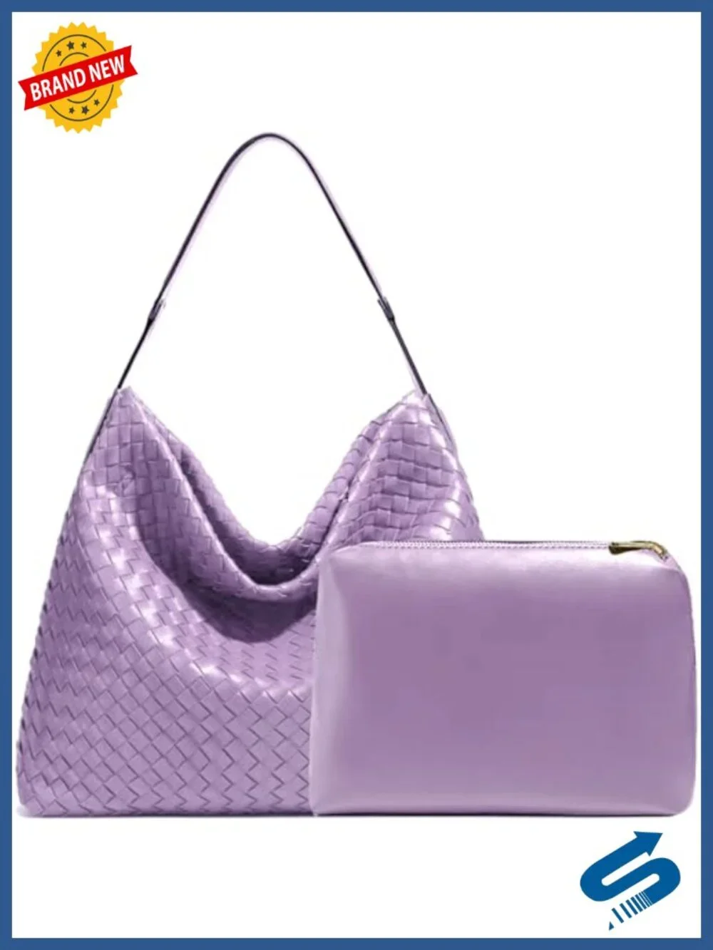 Faux Leather Woven Hobo Tote Handbag Satchel Shoulder Crossbody Bag with Clutch